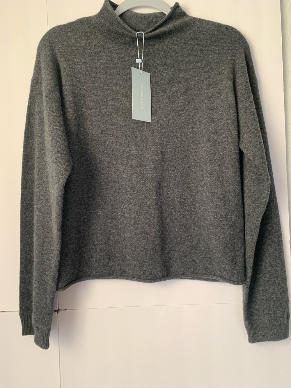 NWT Antonio Melani Cashmere Jessica Mockneck Heater Grey Sweater Size M